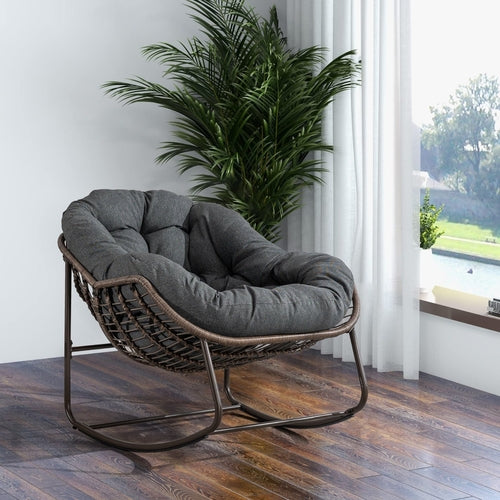 The Rattan Rocking Lounge Chair — Grey