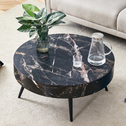 Round Marble Coffee Table — Black