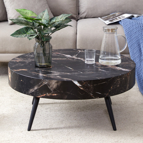 Round Marble Coffee Table — Black