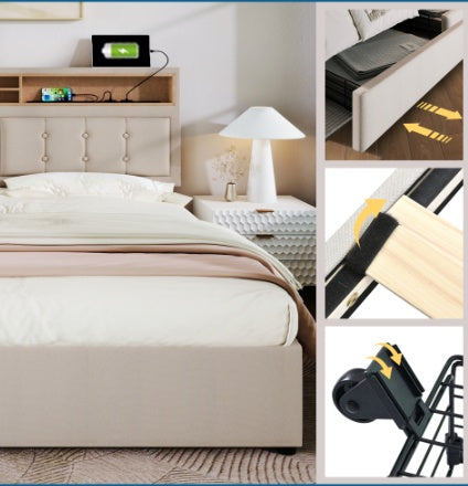 Upholstered Storage Bed with USB Charging