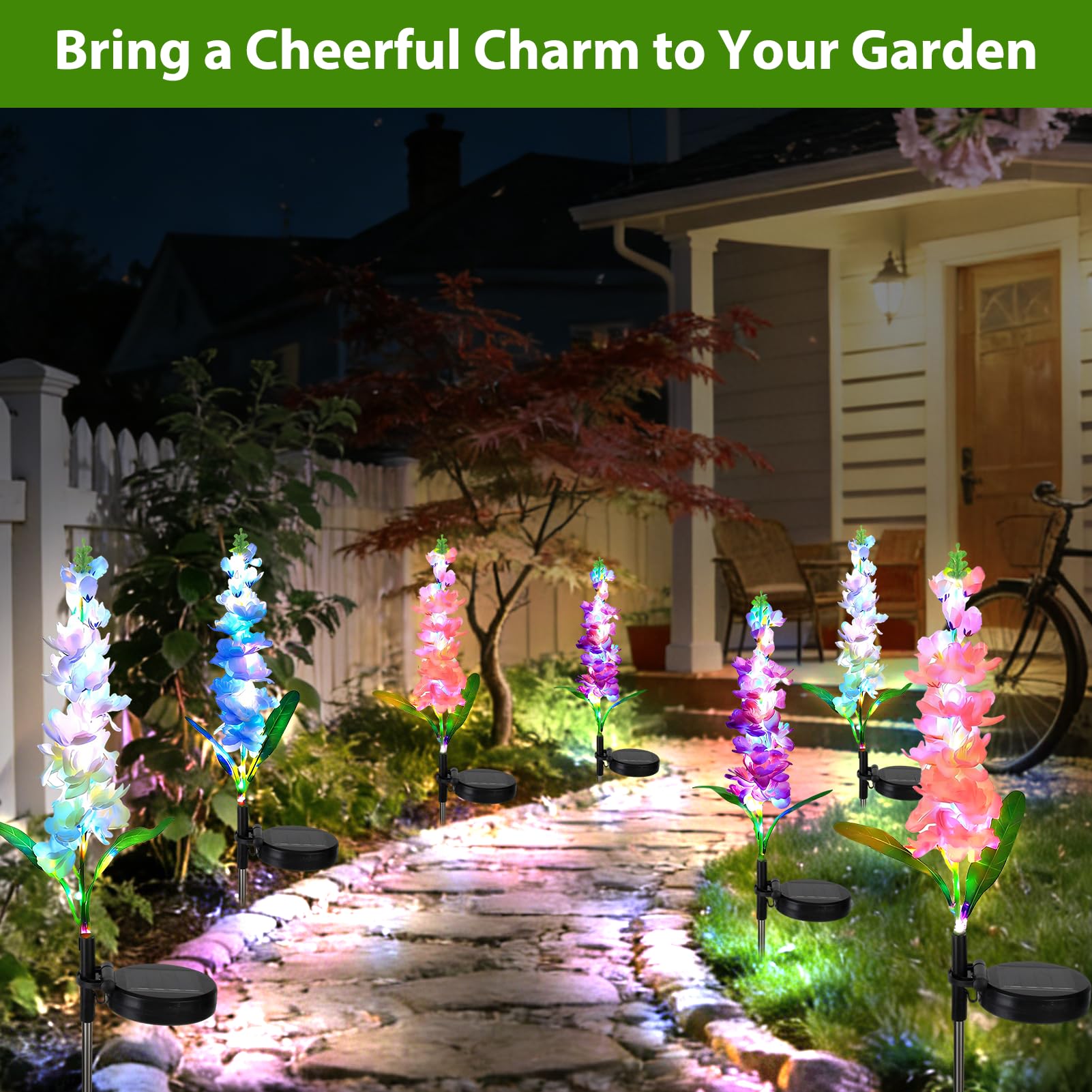 Solar Sunflower Stake Lights — Set of 12