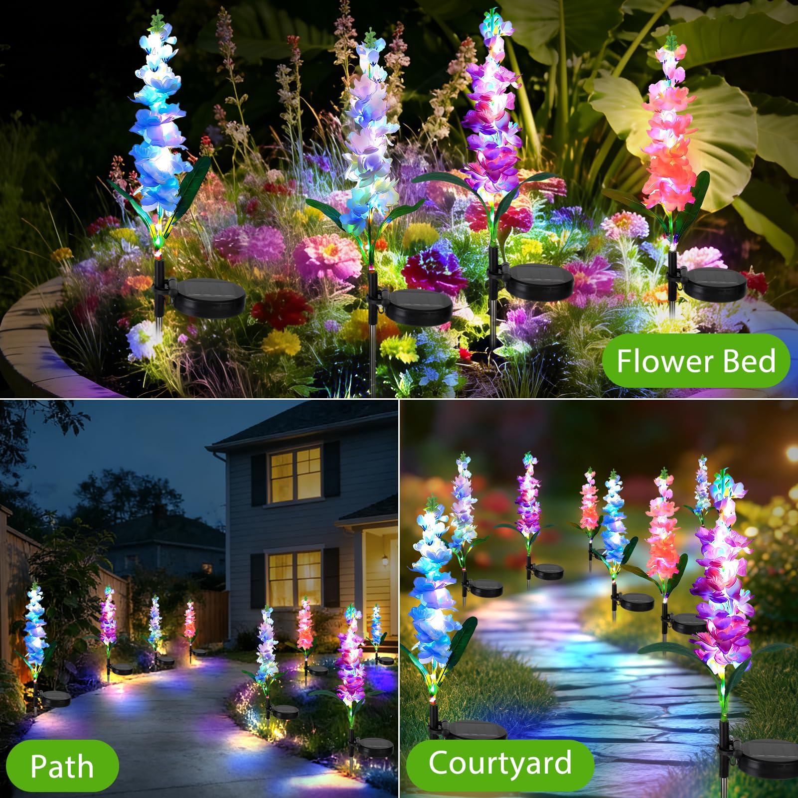 Solar Sunflower Stake Lights — Set of 12