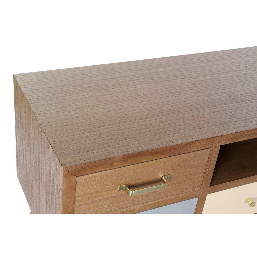 TV Unit in Grey & Cream — Metal Frame with 3 Drawers, 140 cm