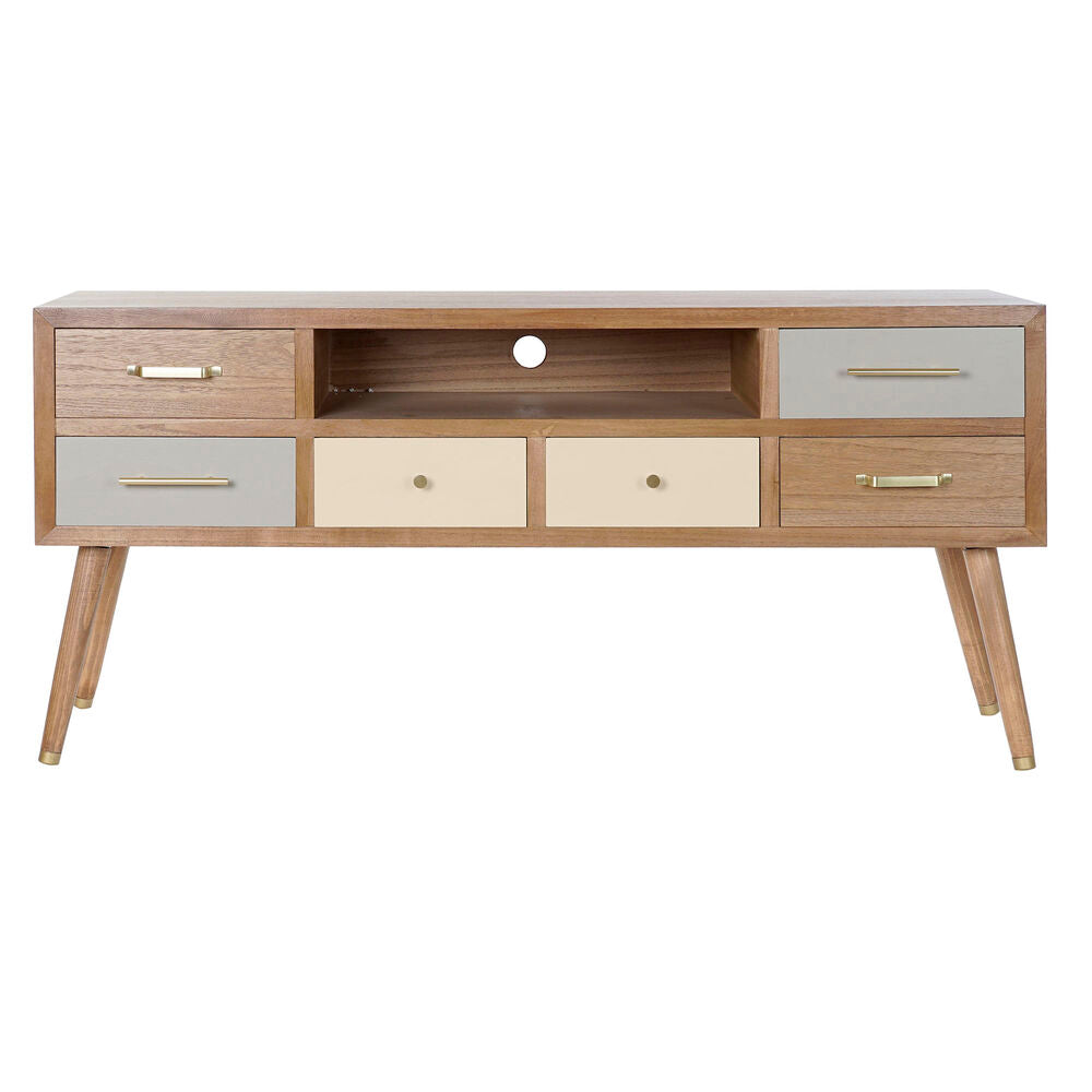 TV Unit in Grey & Cream — Metal Frame with 3 Drawers, 140 cm
