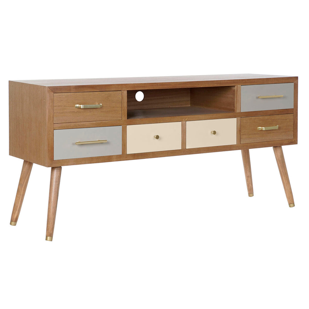 TV Unit in Grey & Cream — Metal Frame with 3 Drawers, 140 cm
