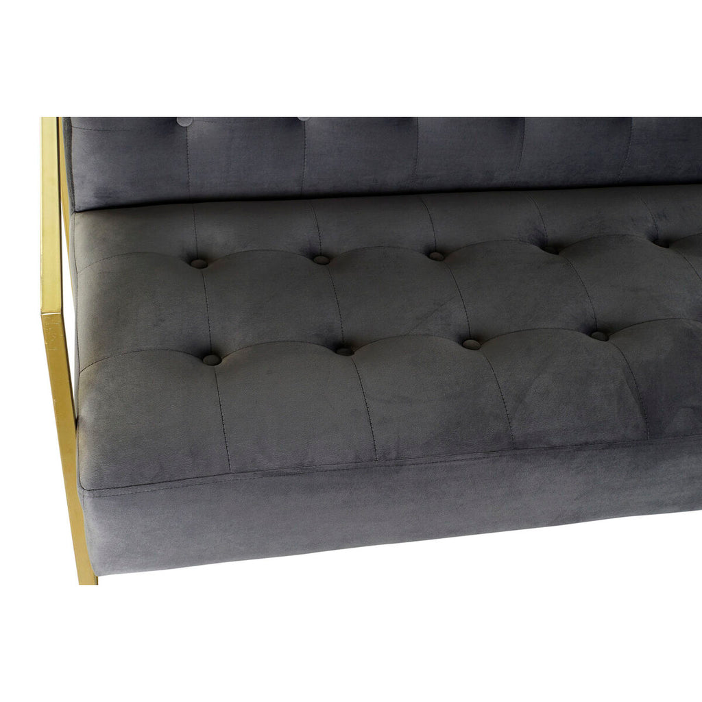 Grey Glam Sofa with Gold Metal Accents