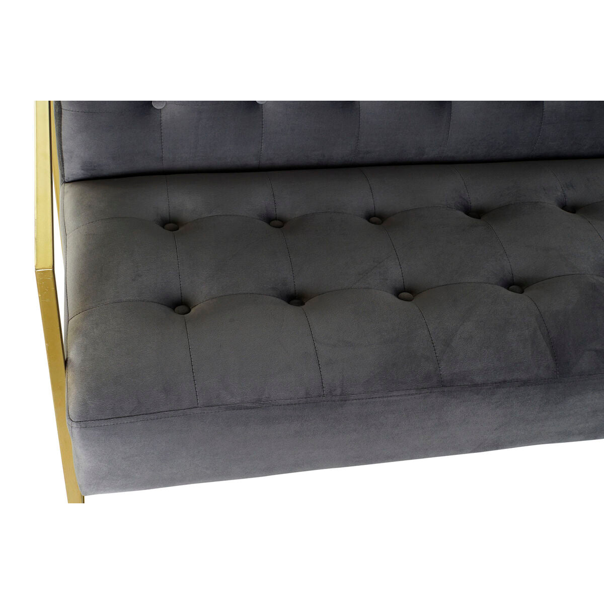Grey Glam Sofa with Gold Metal Accents