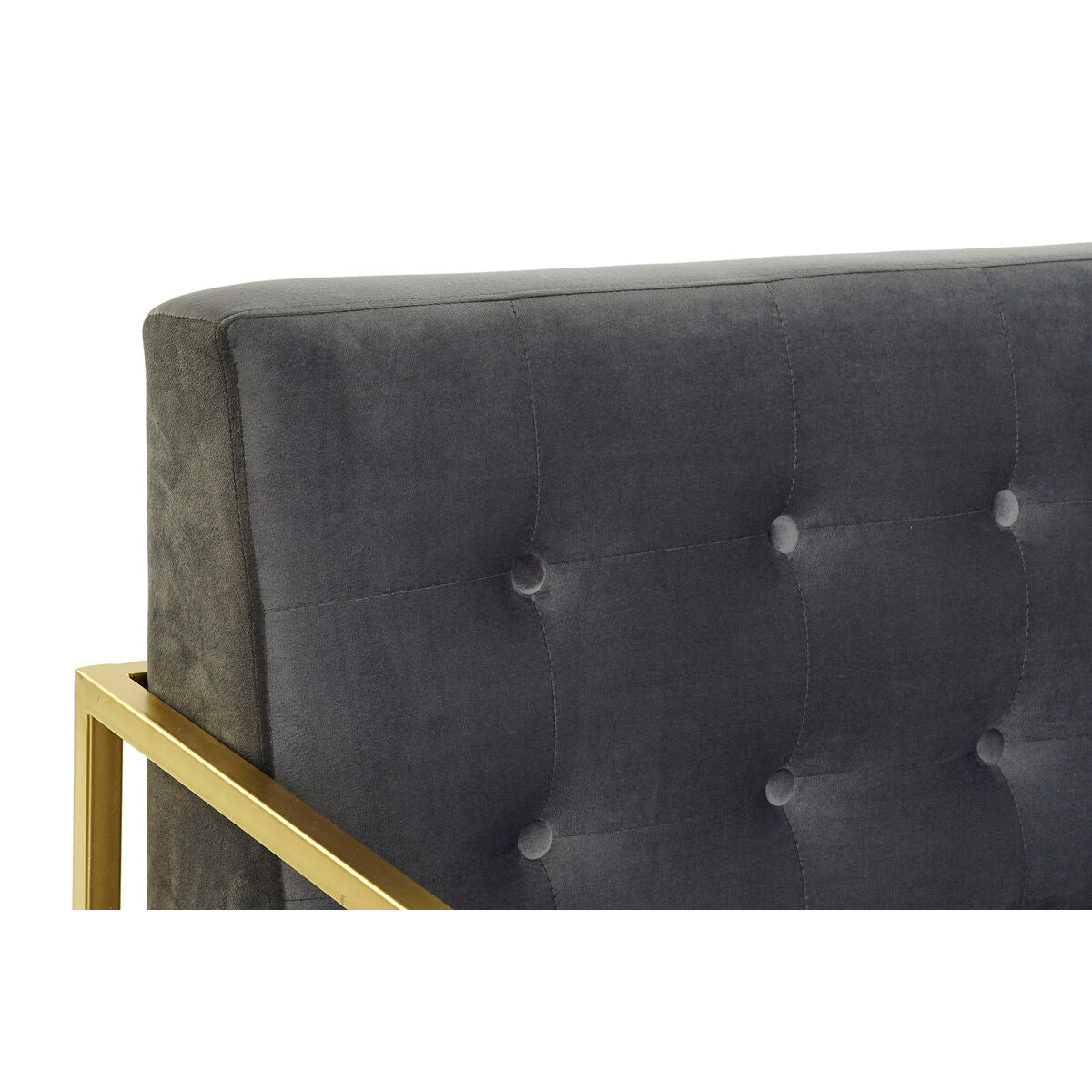 Grey Glam Sofa with Gold Metal Accents