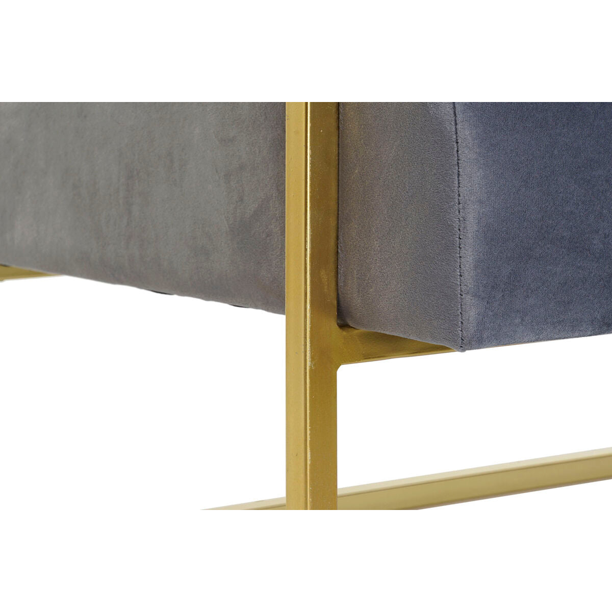 Grey Glam Sofa with Gold Metal Accents