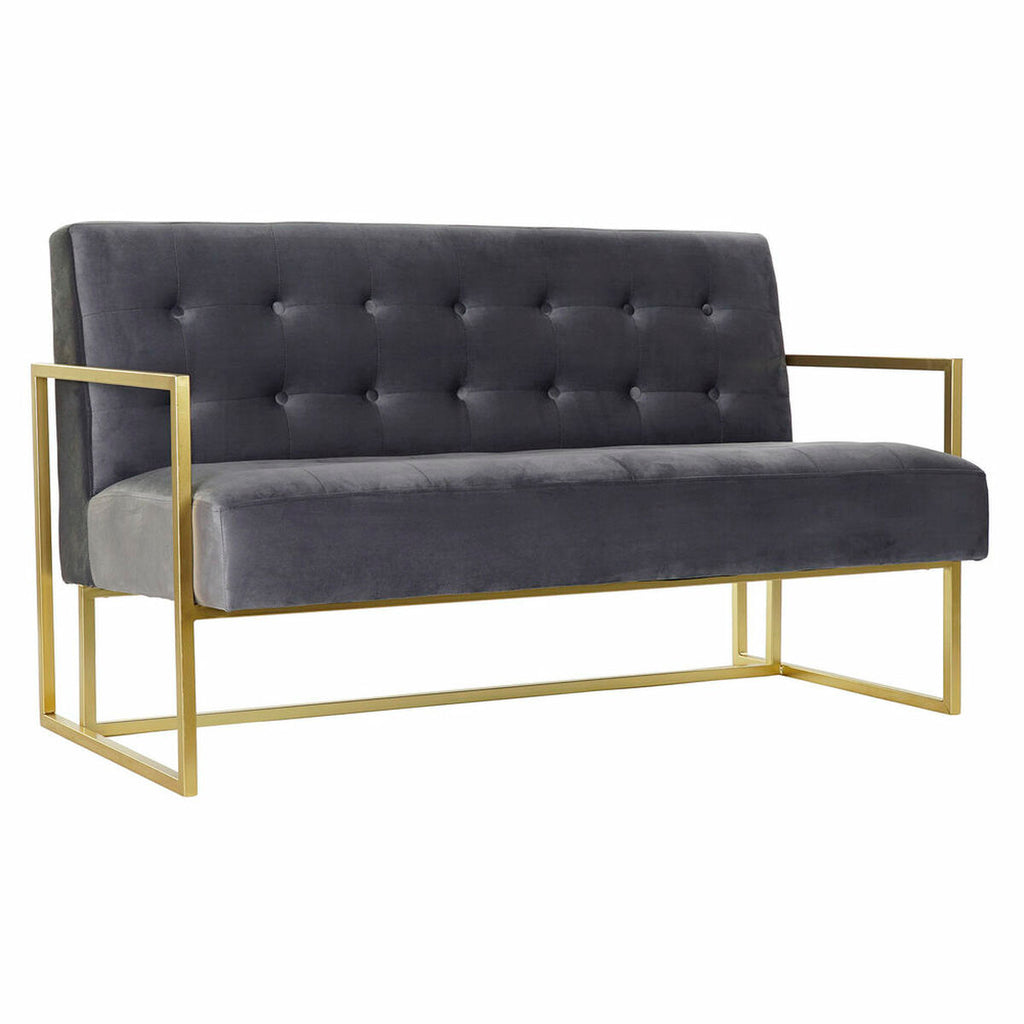 Grey Glam Sofa with Gold Metal Accents