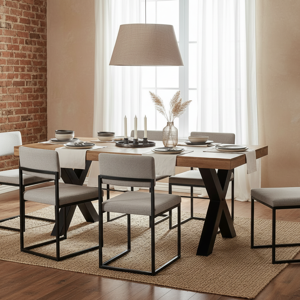 Mango Wood & Metal Dining Table