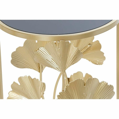 Golden Tropical Leaf Side Tables Set of 2