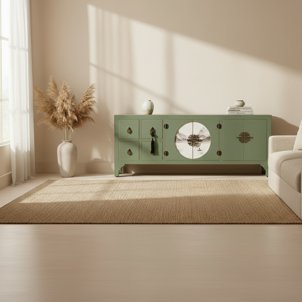 Oriental TV Unit – White, Black & Green