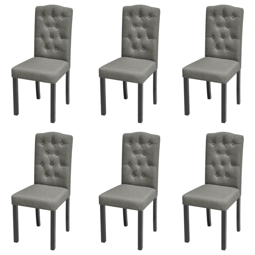 NNEVL Dining Chairs 6 pcs Grey Fabric-0