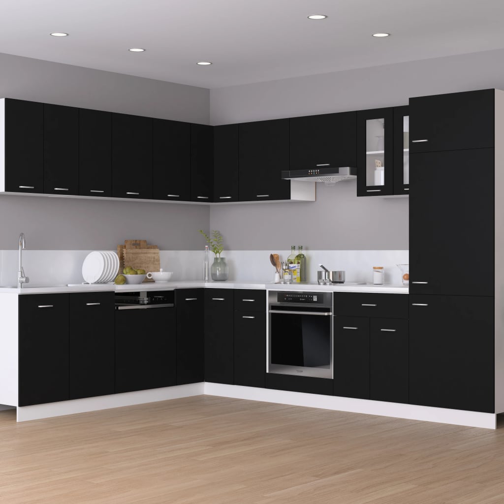 NNEVL Refrigerator Cabinet Black 60x57x207 cm Chipboard-2