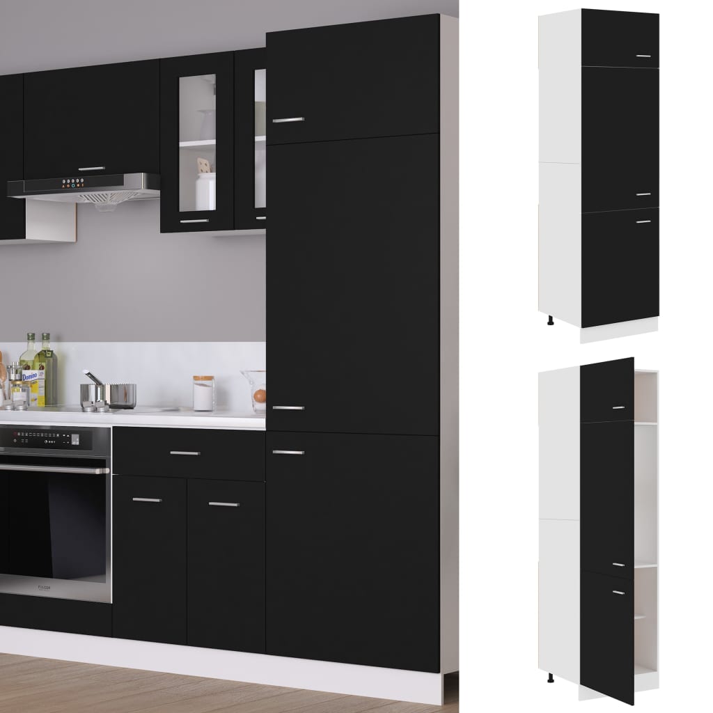 NNEVL Refrigerator Cabinet Black 60x57x207 cm Chipboard-0