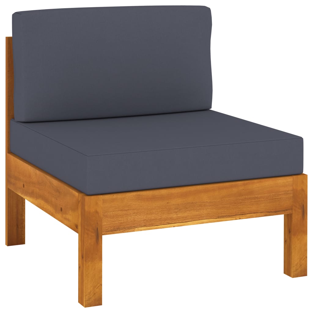 NNEVL 8 Piece Garden Lounge Set with Dark Grey Cushions Acacia Wood-2