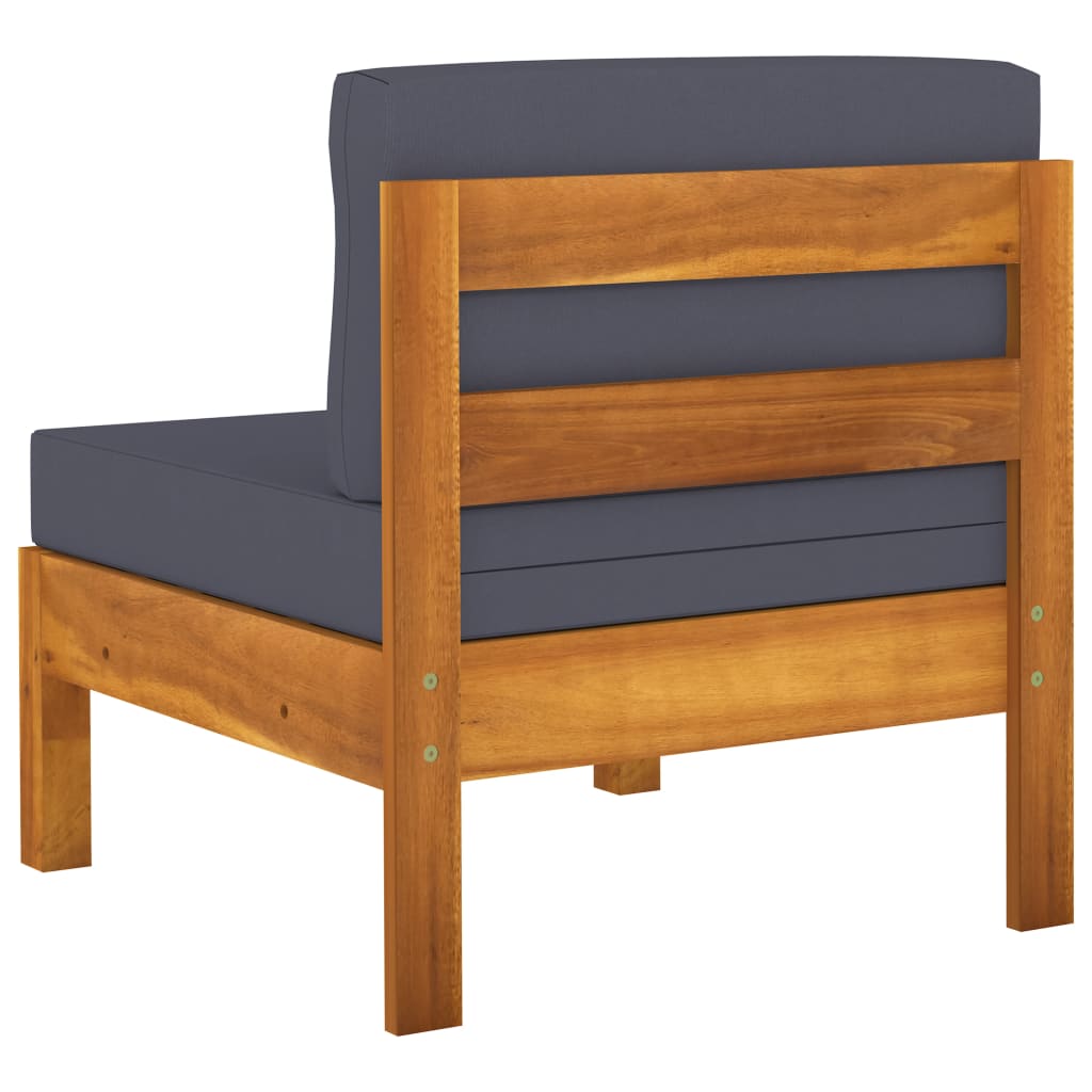 NNEVL 8 Piece Garden Lounge Set with Dark Grey Cushions Acacia Wood-3