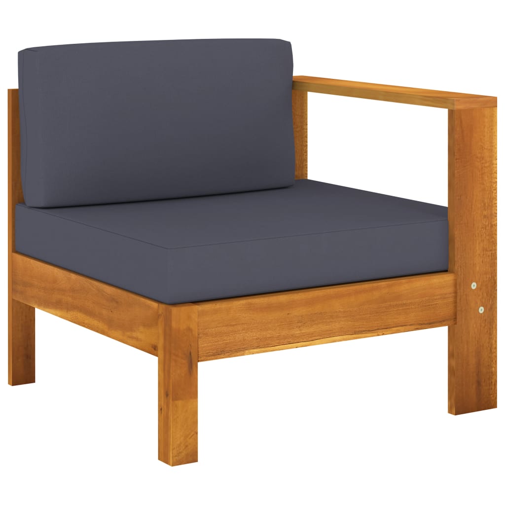 NNEVL 8 Piece Garden Lounge Set with Dark Grey Cushions Acacia Wood-4