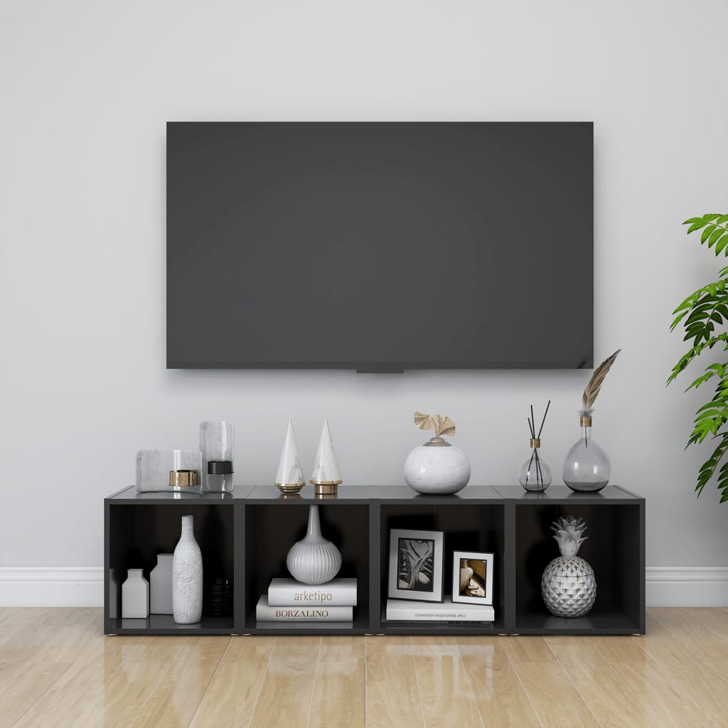 NNEVL TV Cabinets 4 pcs Grey 37x35x37 cm Chipboard-0