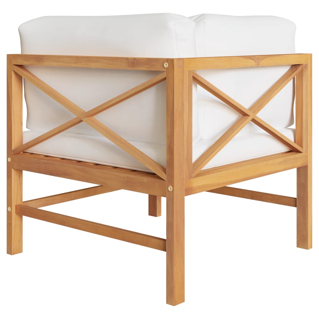 Teak Garden Bench with Cream Cushions