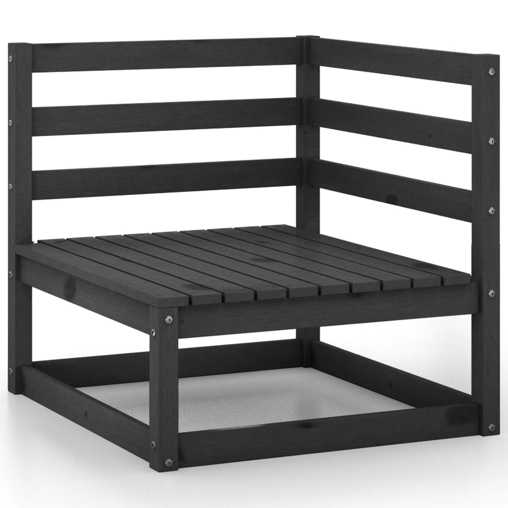 NNEVL 6 Piece Garden Lounge Set Black Solid Pinewood-3