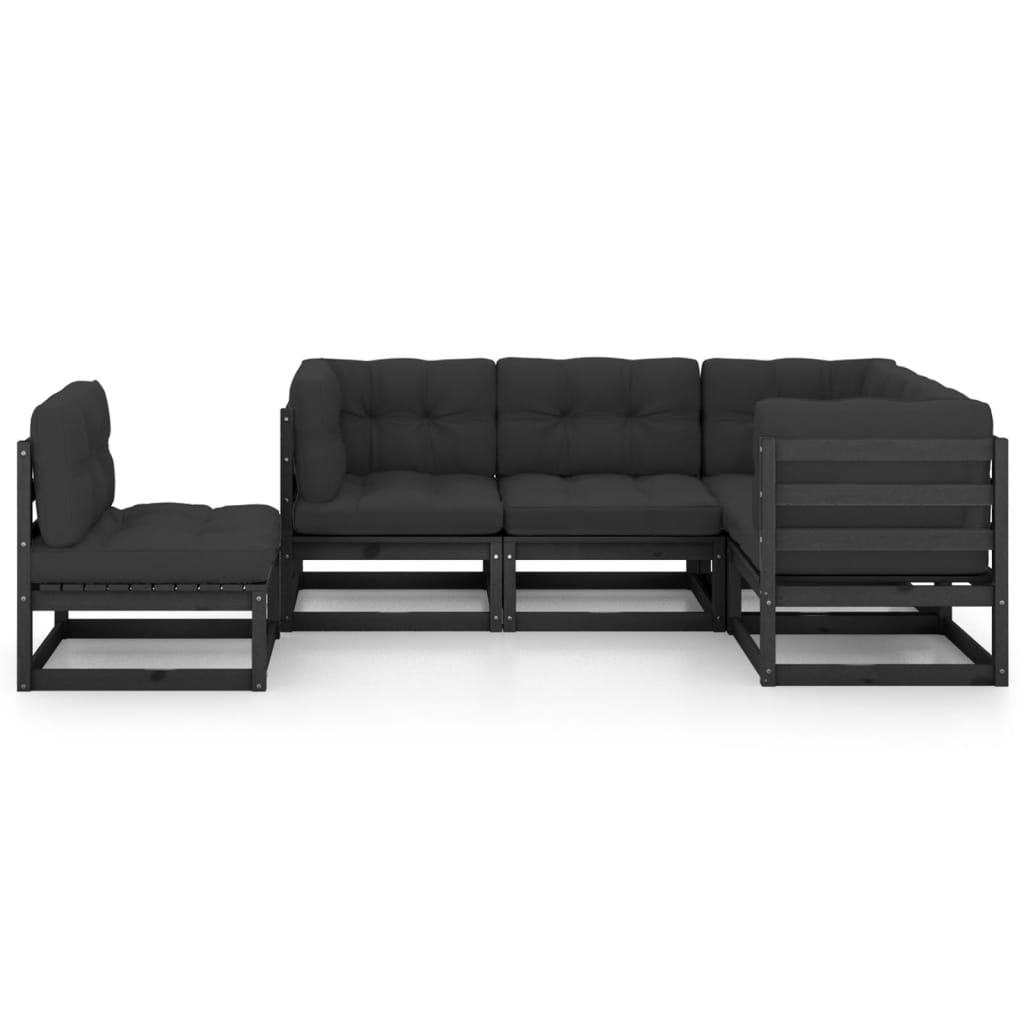NNEVL 5 Piece Garden Lounge Set with Cushions Solid Pinewood-2