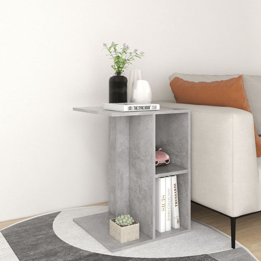 NNEVL Side Table Concrete Grey 60x40x45 cm Chipboard-3