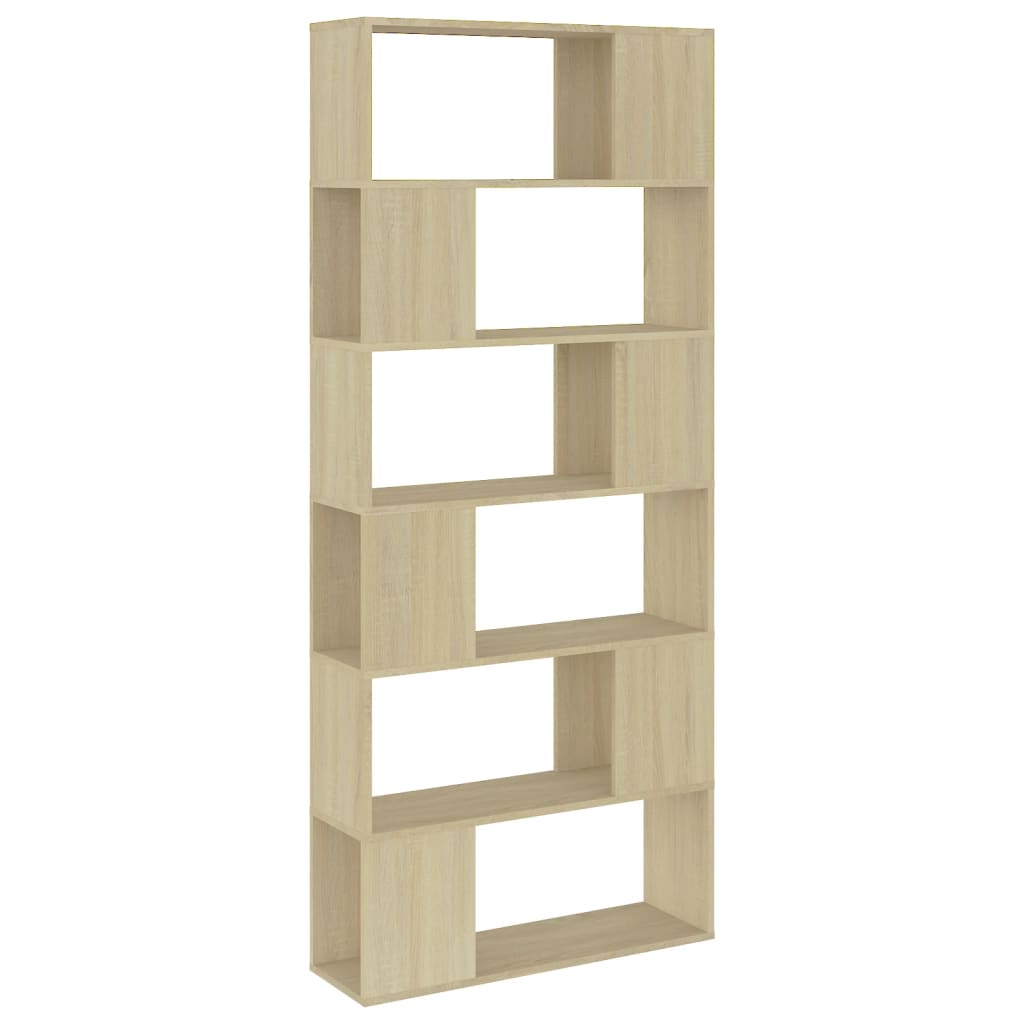 Book Cabinet Room Divider Sonoma Oak 80x24x186 cm Chipboard