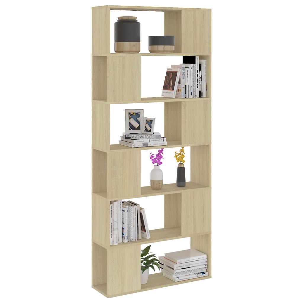 Book Cabinet Room Divider Sonoma Oak 80x24x186 cm Chipboard