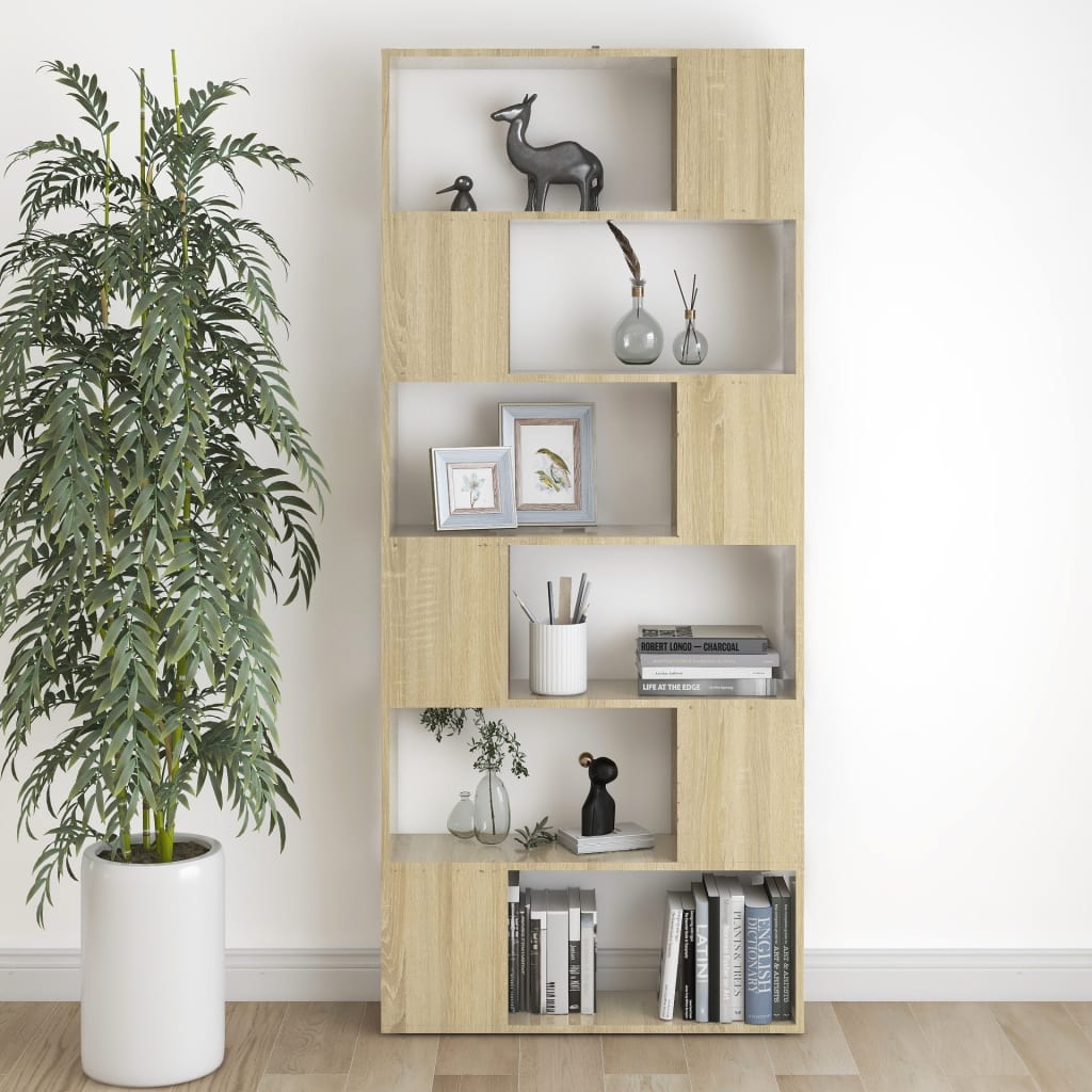 Book Cabinet Room Divider Sonoma Oak 80x24x186 cm Chipboard