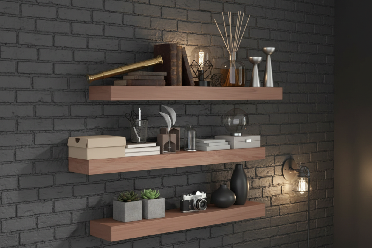 Teak Wood Wall Shelves