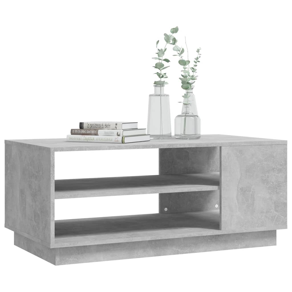 Concrete Grey Coffee Table with Storage Shelves