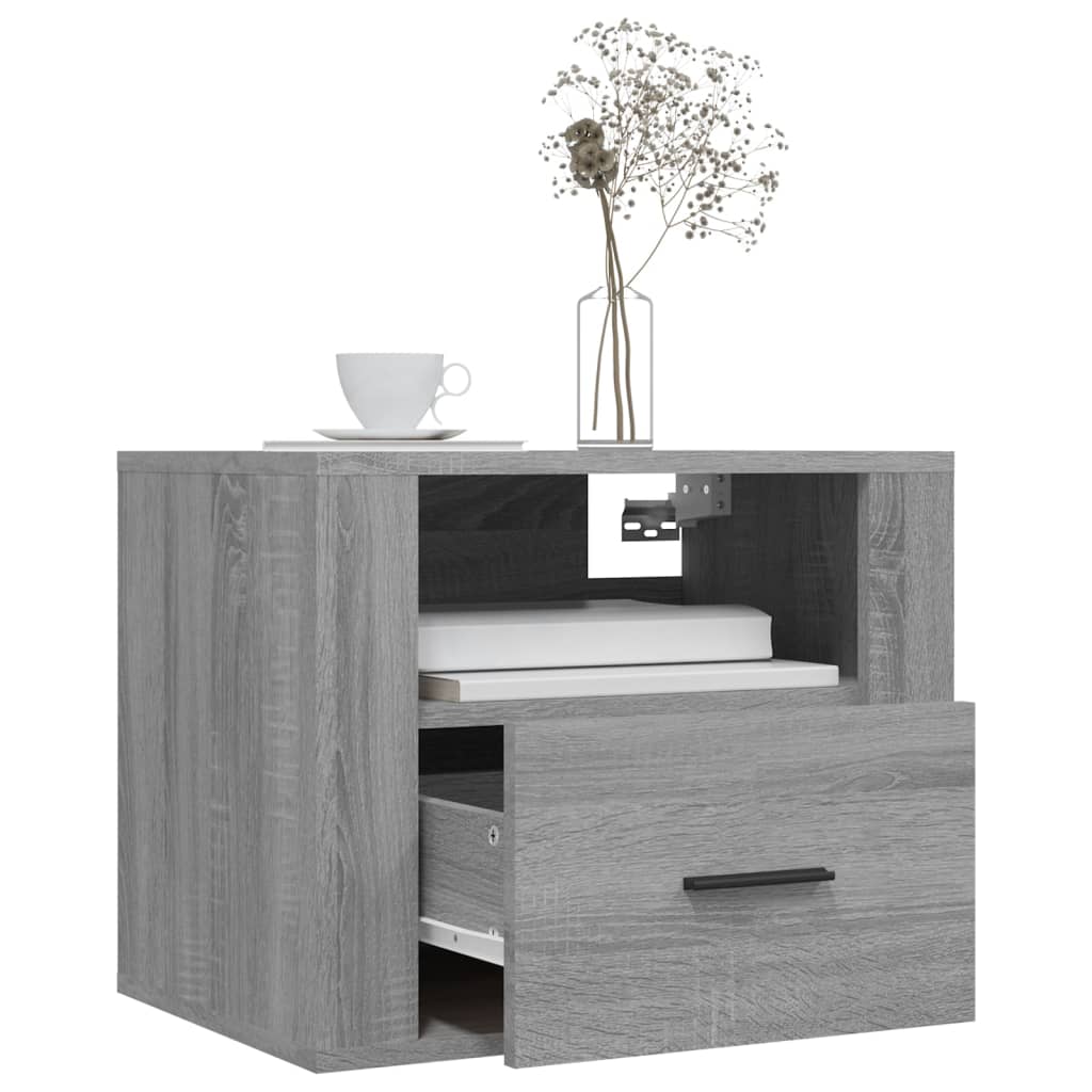 NNEVL Wall-mounted Bedside Cabinet Grey Sonoma 50x36x40 cm-3