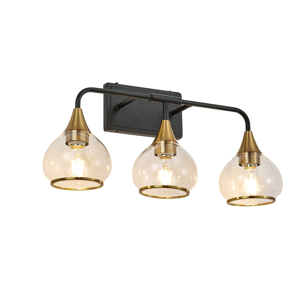 The Noir Vanity Wall Sconce — 3-Light, Black & Gold