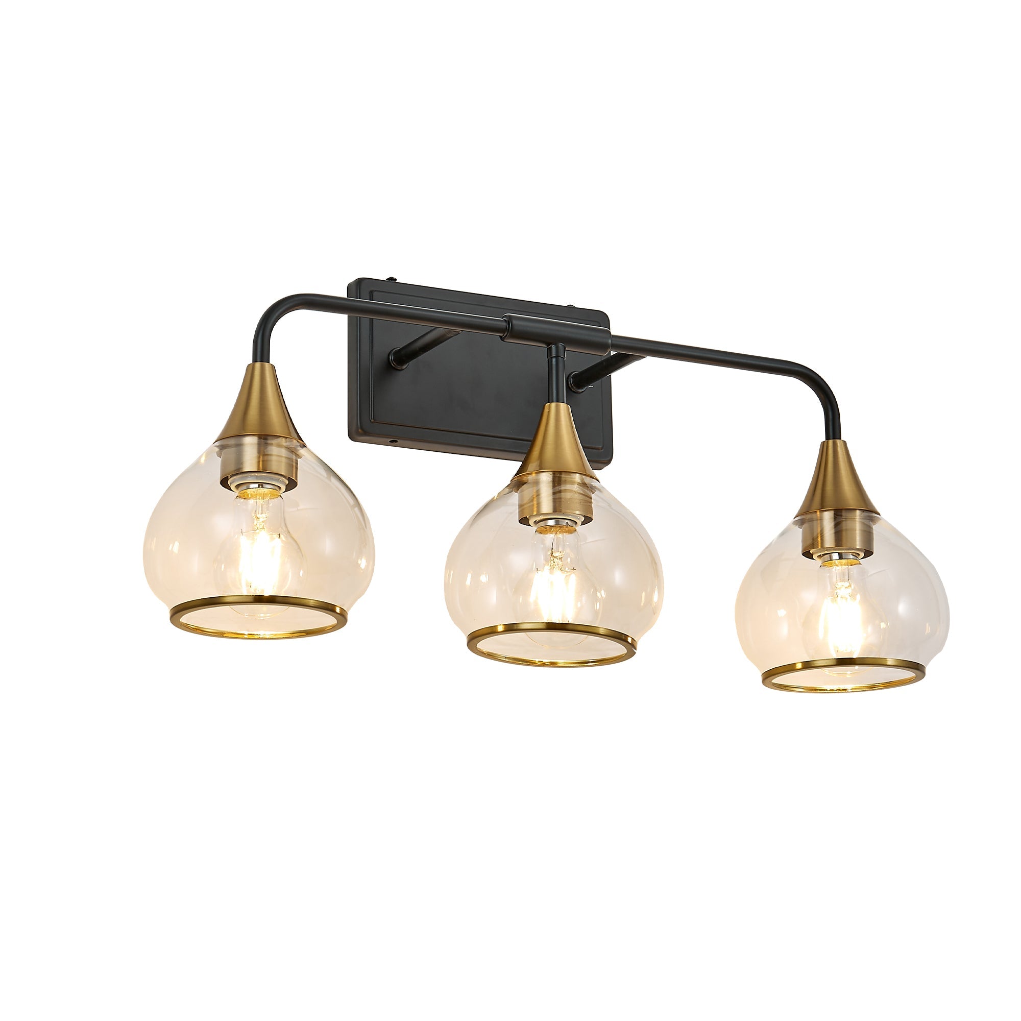 The Noir Vanity Wall Sconce — 3-Light, Black & Gold