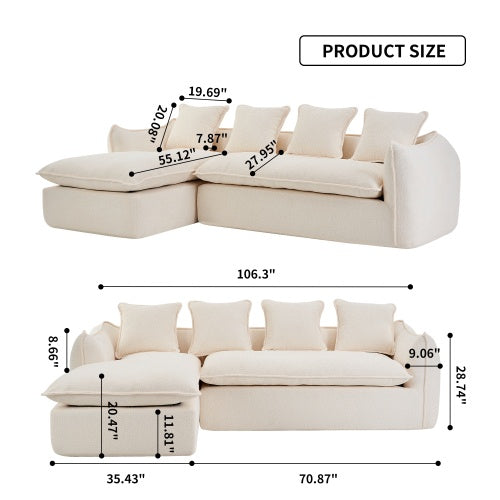 L-Shape Sofa with Chaise — 270 cm