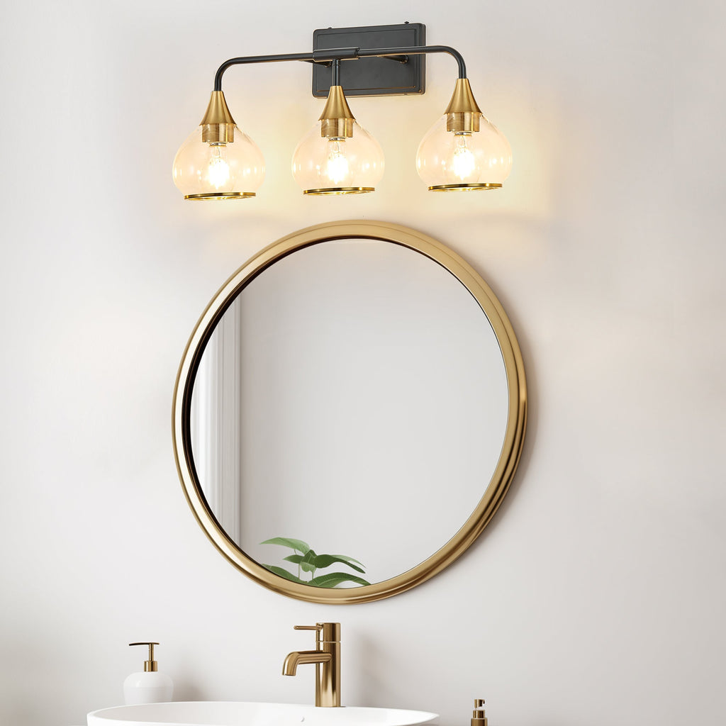 The Noir Vanity Wall Sconce — 3-Light, Black & Gold