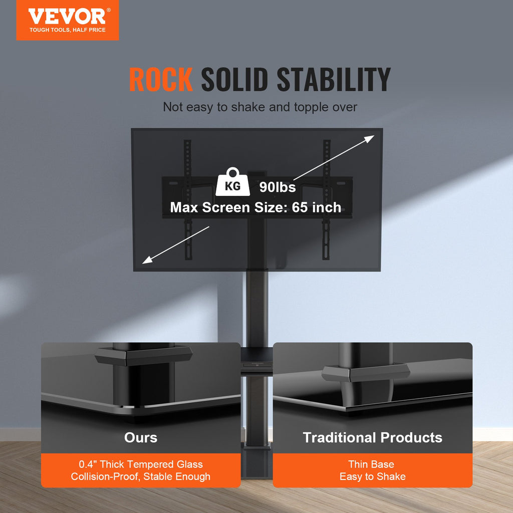 Swivel TV Stand Mount 32-65 Inch | Height Adjustable Floor Stand