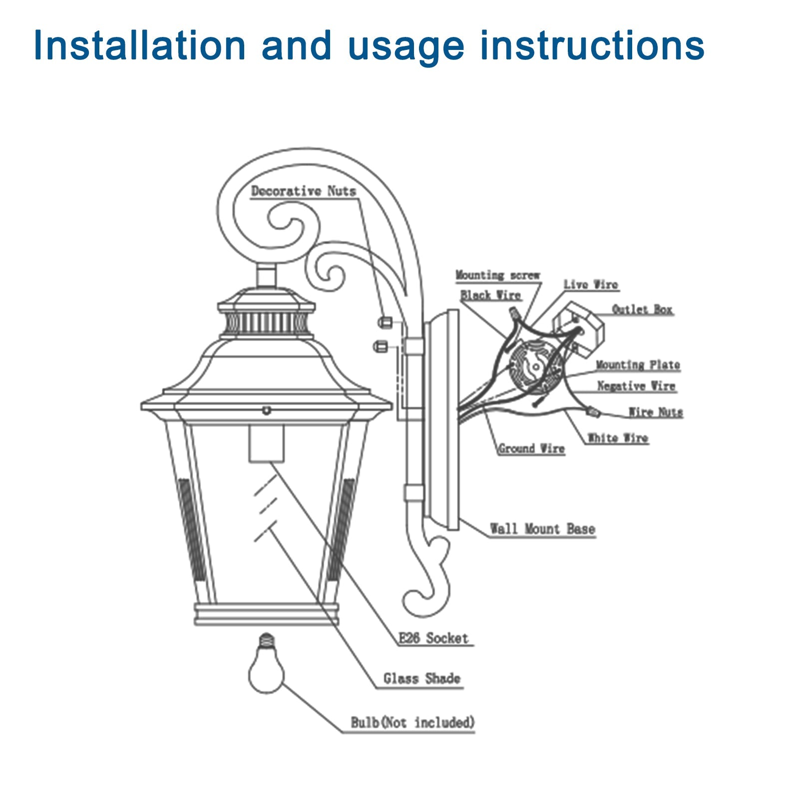 Outdoor Wall Lantern — Black Aluminium & Clear Glass