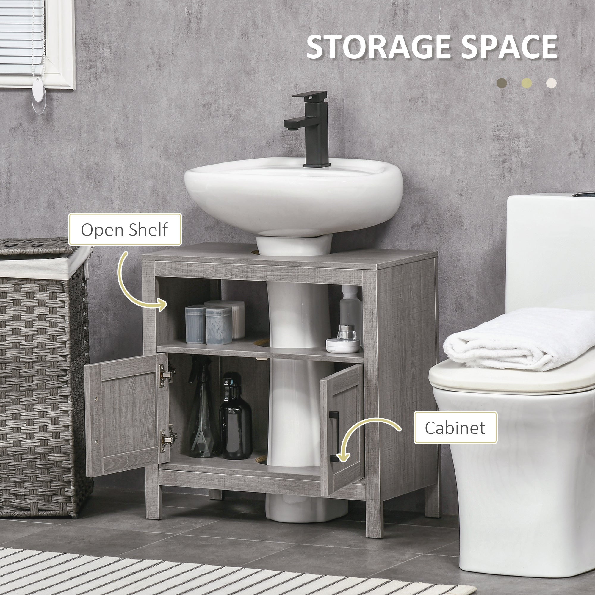 Under-Sink Bathroom Storage Cabinet — Gray