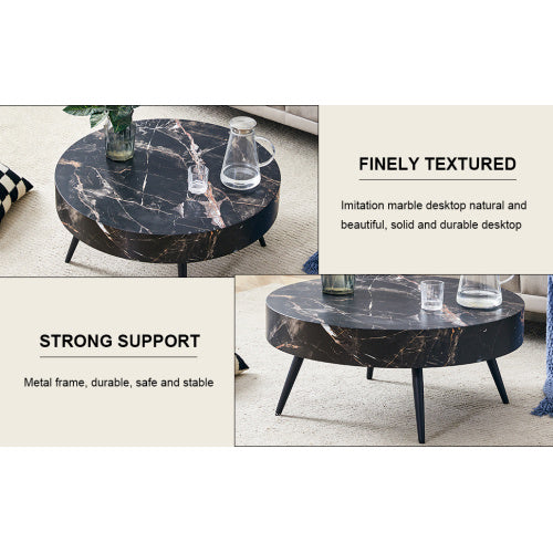 Round Marble Coffee Table — Black