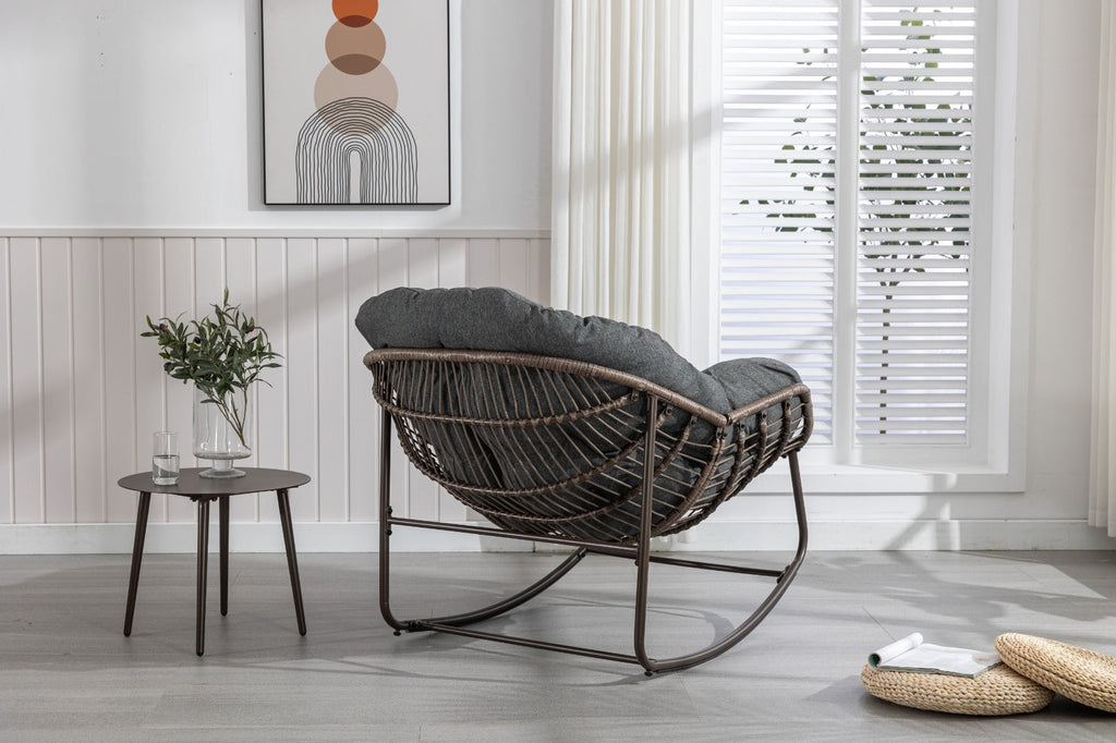 The Rattan Rocking Lounge Chair — Grey