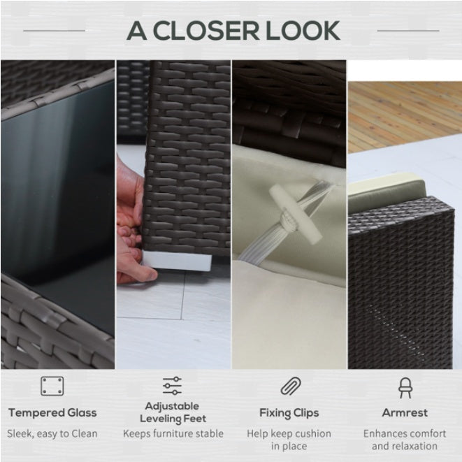 6-Seat Rattan Sectional Patio Furniture Set with Coffee Table