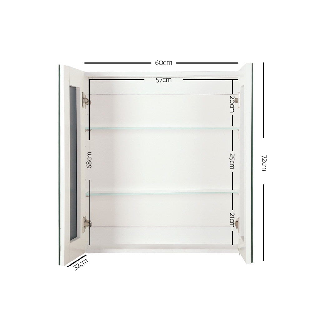 White Gloss Bathroom Mirror Cabinet with Storage