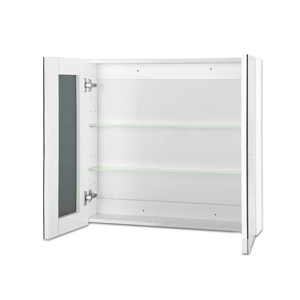 White Gloss Bathroom Mirror Cabinet with Storage