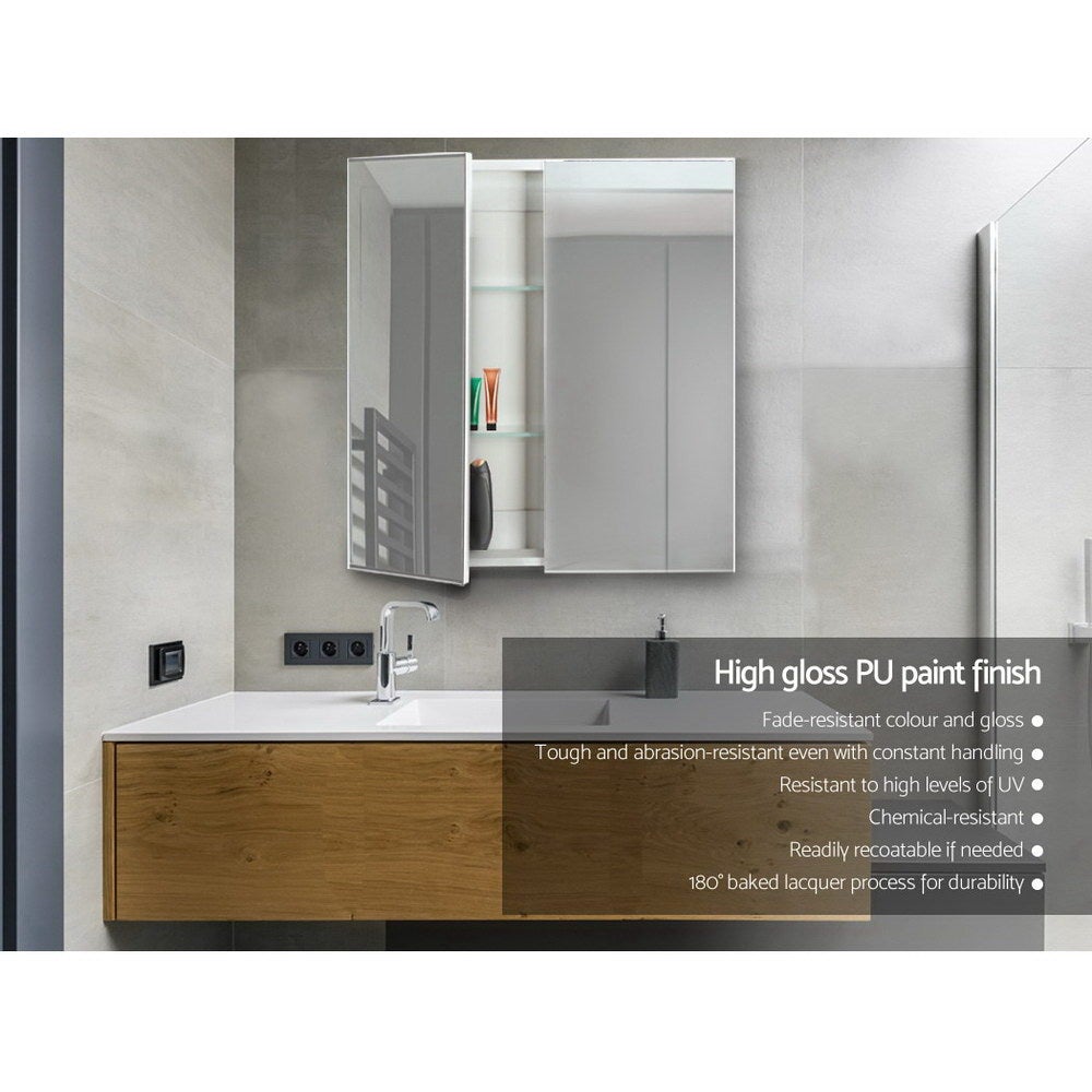 White Gloss Bathroom Mirror Cabinet with Storage