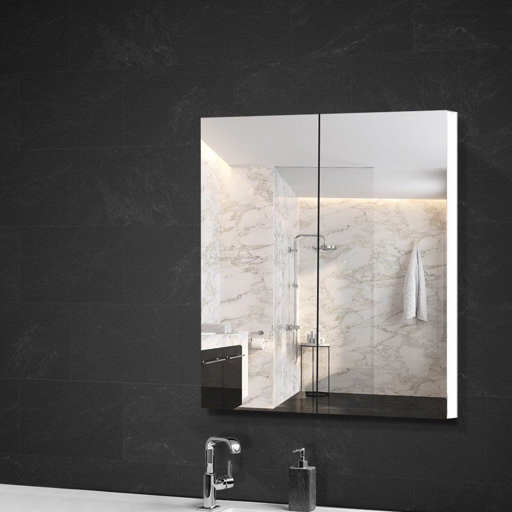 White Gloss Bathroom Mirror Cabinet with Storage