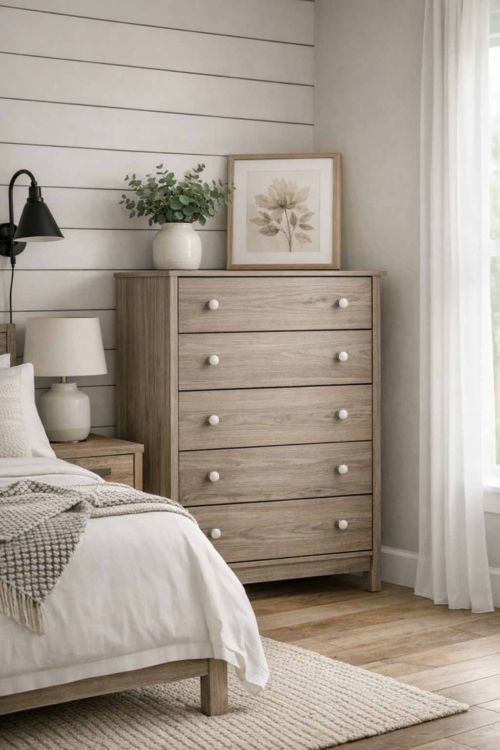 5-Drawer Chest in Rustic Grey Brown
