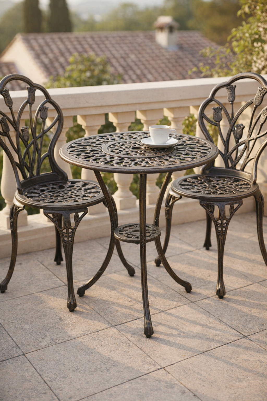 Outdoor Bistro Set - Bronze Floral